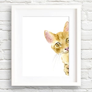 Orange Tabby Cat - Art Print - Nursery Art - Wall Decor - Watercolor Painting