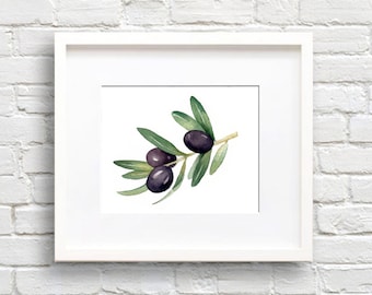 Olive Branch Art Print - Wall Decor - Watercolor Painting