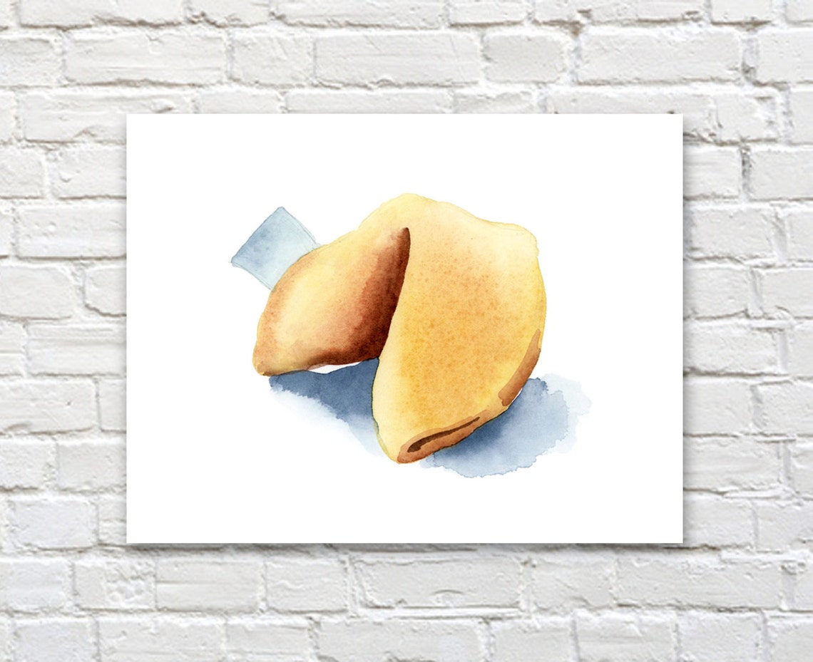 Fortune Cookie Art Print Wall Decor Watercolor Painting | Etsy