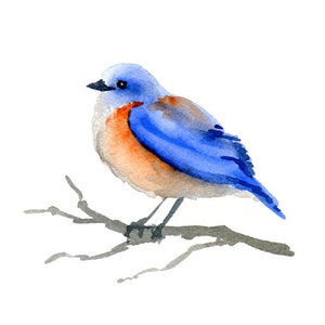 Bluebird Art Print Wall Decor Watercolor Painting image 2