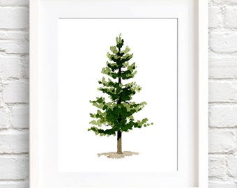 Pine Tree Print - Art Print - Wall Decor - Watercolor Painting