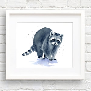 Raccoon Art Print - Wall Decor - Nursery Art - Watercolor Painting