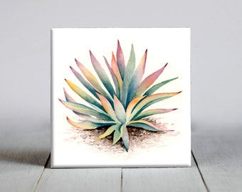 Succulent Ceramic Tile - Succulent Decorative Tile - Plant Lover Gift - Unique Plant Gifts