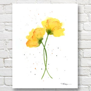 Yellow Poppies Art Print - Flower Wall Decor - Floral Watercolor Painting