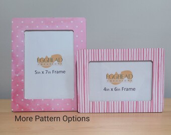 Pink Watercolor  - Decoupaged Wood Frames - 5 Patterns Available