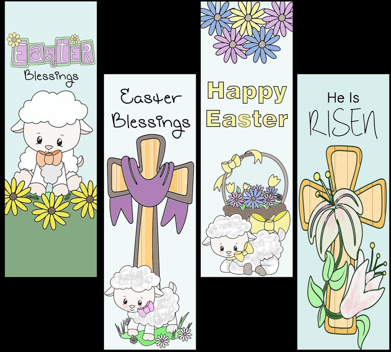 easter bookmarksprint and colordigital bookmarks