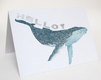 HELLO Whale Greeting Card