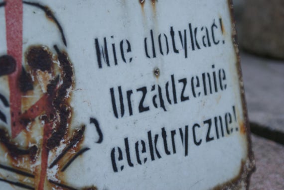 Polish Enamel Warning Sign
