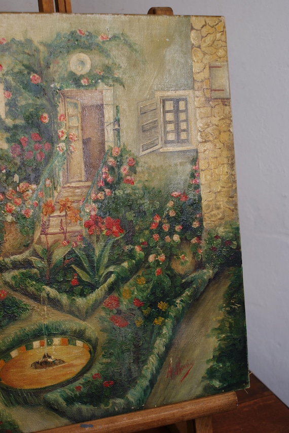 Vintage French Unframed Oil on Canvas