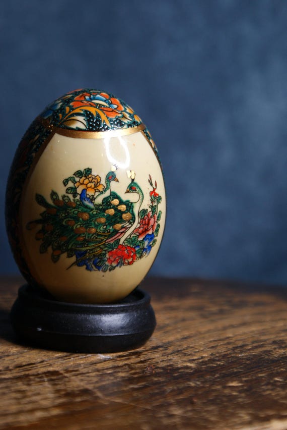 Vintage Hand Painted Porcelain Satsuma Egg
