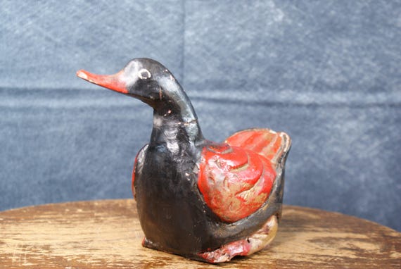 Folk Art Carved Wooden Duck