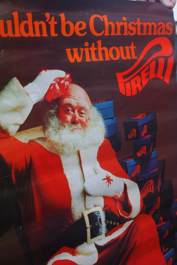 Original 1970's Pirelli Shoe Christmas Advertising Poster