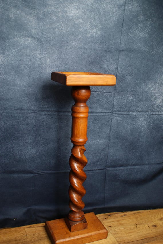 Oak Barley Twist Ash Tray Stand