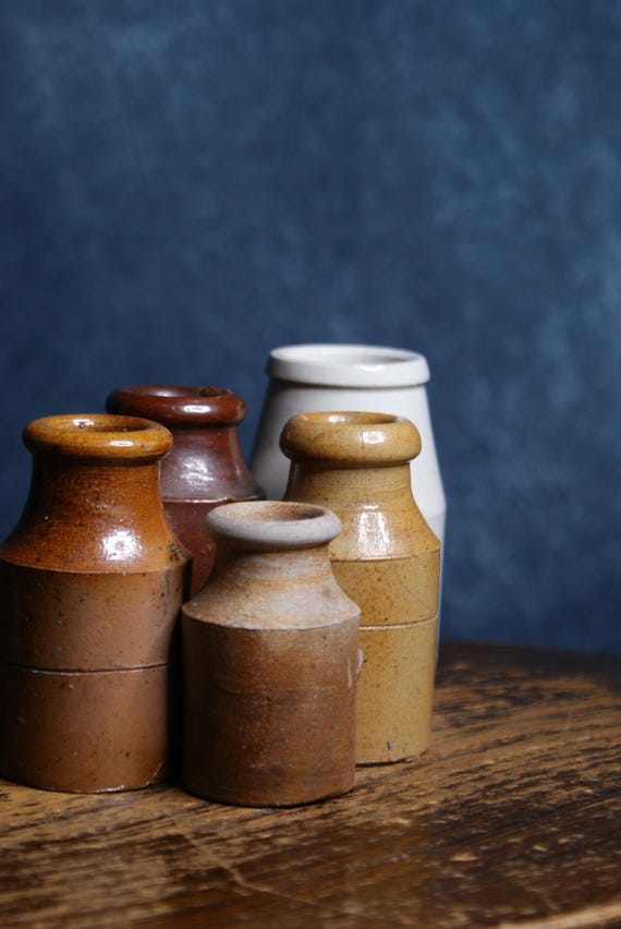 A Collection of Early 20th Century Stoneware Ink Pots