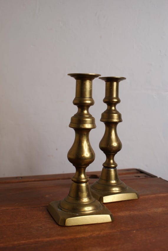 Victorian Brass Ejector Candlesticks
