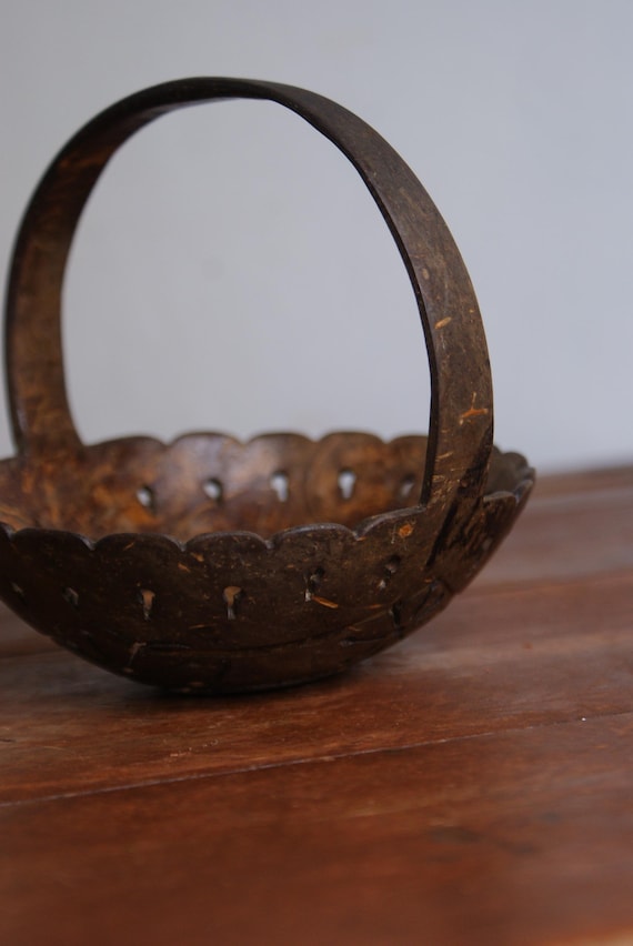 19th Century Sailors Coconut Shell Basket