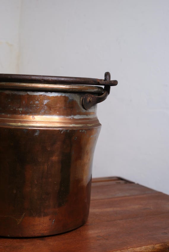 19th Century Turkish Copper Cooking Pot With Wrought Iron Handle