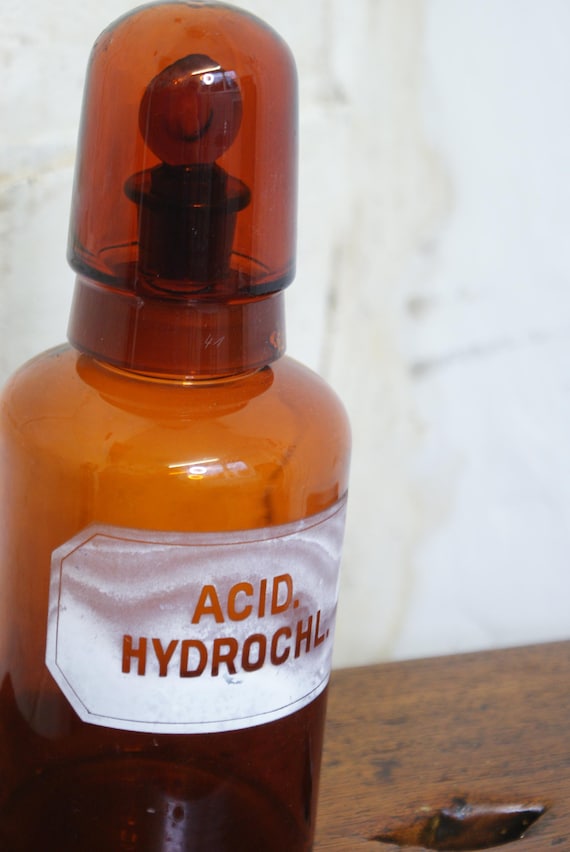 Mid Century Amber Apothecary Bottle