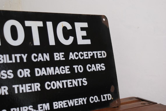 C. 1950's Enamel Notice Sign From Ansells Burslem Brewery Co. LTD