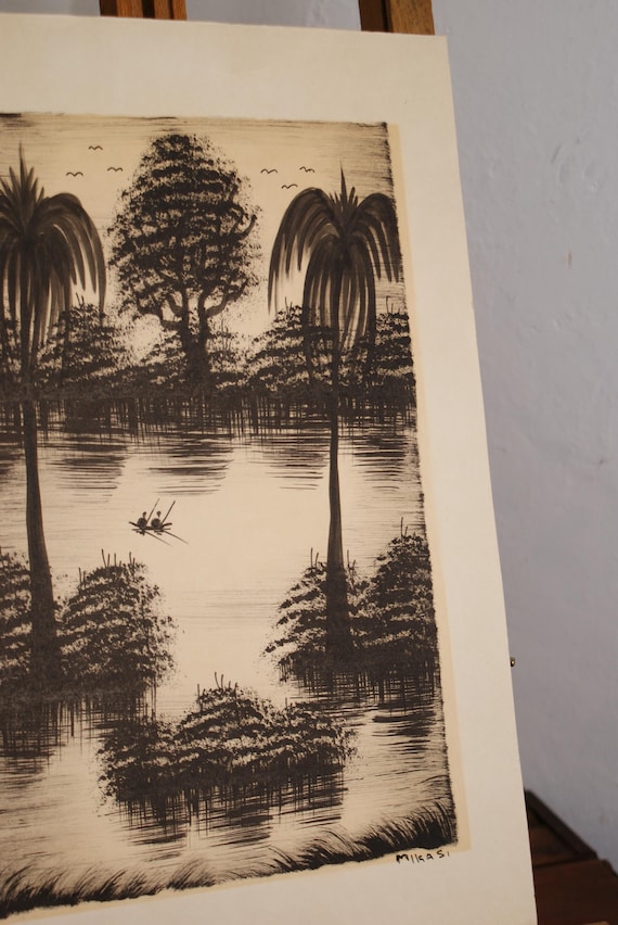 C. 1960/70's Pen and Ink Silhouette By Mikasi