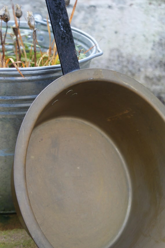 Large French Long Handled Brass Pan