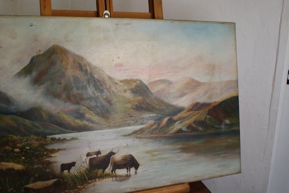 Highland Cows 19th Century Oil on Canvas