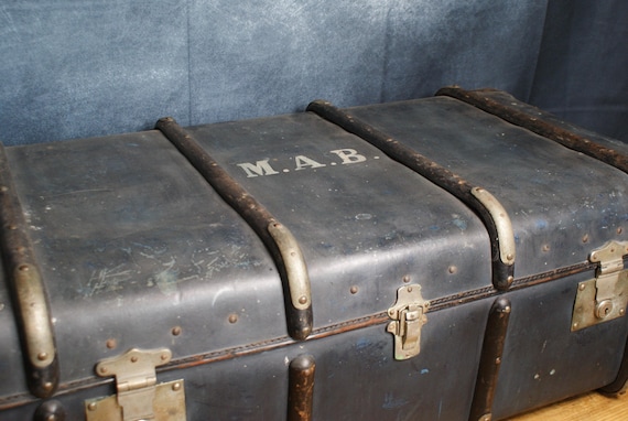 Antique Victorian Banded Luggage Trunk