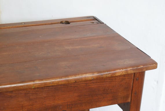 Victorian Single Oak School Writing Desk