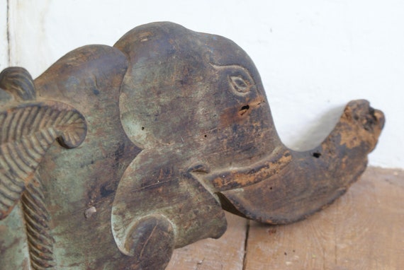 Nepalese Carved Wooden Elephant, Double Sided Architectural Salvage
