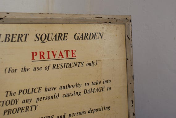 Private Residents Sign From Albert Square Garden, London