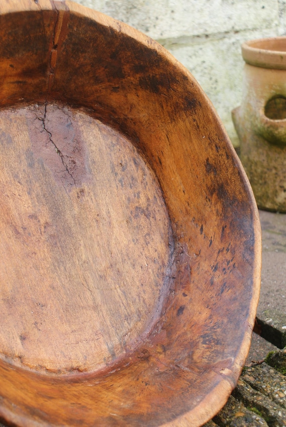 Large Antique West African Carved Wooden Bowl