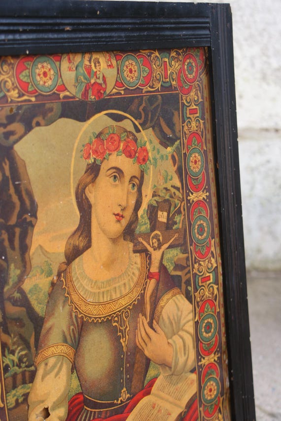 19th Century Italian Lithographic Print Depicting Saint Rosalia