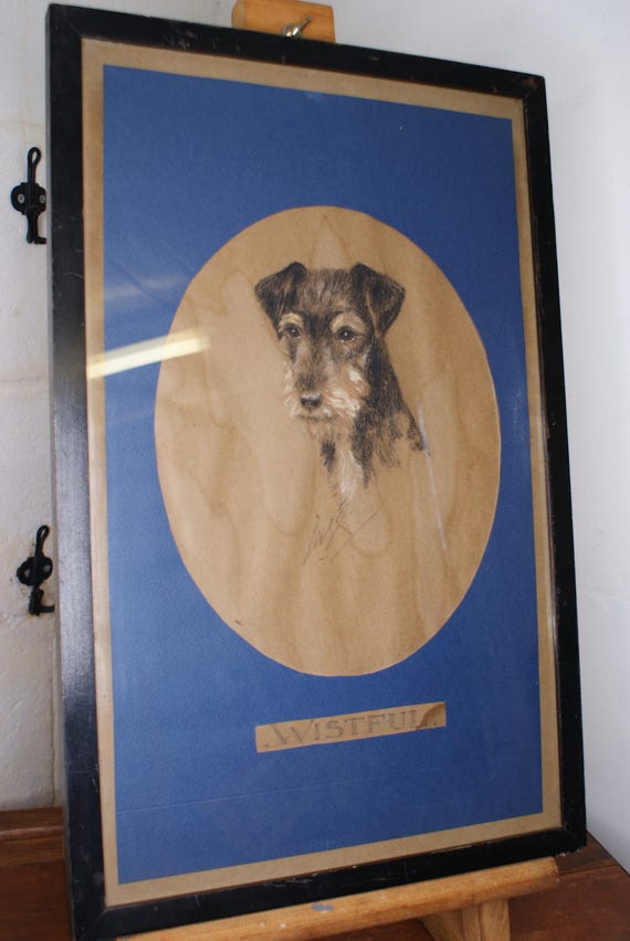 Wistful, Pencil Drawing of a Terrier c.1900