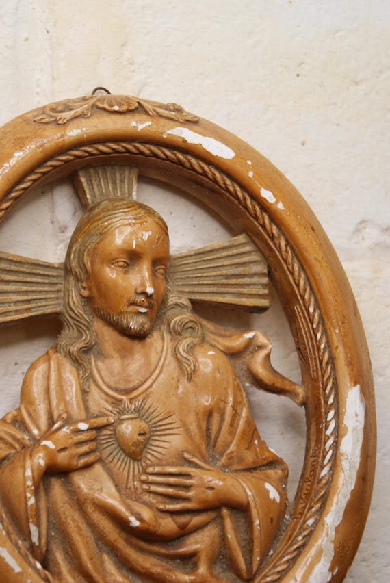 French Plaster Cast of The Sacred Heart of Jesus