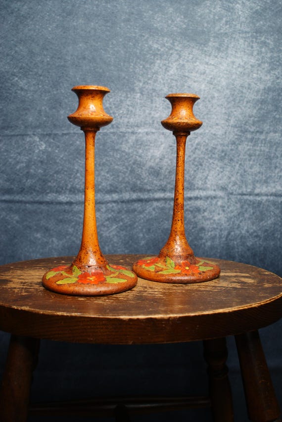 Art Nouveau Poker Work Candlesticks
