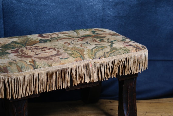 Antique Needlepoint Foot Stool
