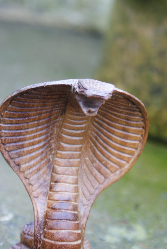 Small Carved Wooden King Cobra