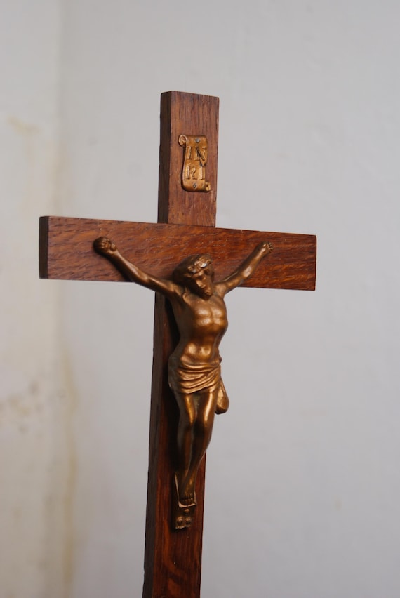 Mid Century Stepped Base Freestanding Crucifix
