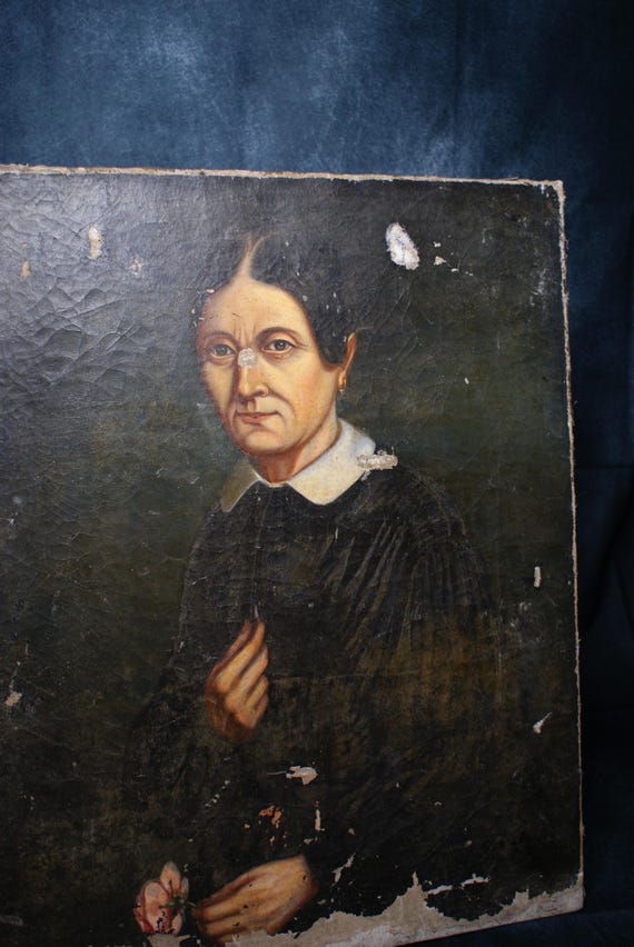 19th Century French Oil Portrait on Canvas