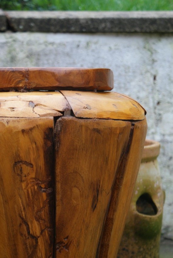 Large French Folk Art Wooden Vase