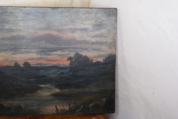 Antique Oil Painting On A Wooden Board