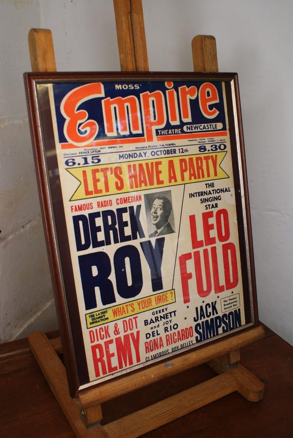 Framed Original 1953 Poster From Moss Empire Theatre Newcastle