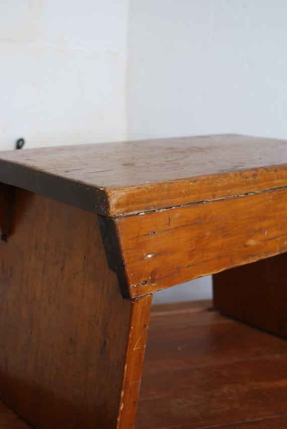 Vintage Handmade Primitive Wooden Stool
