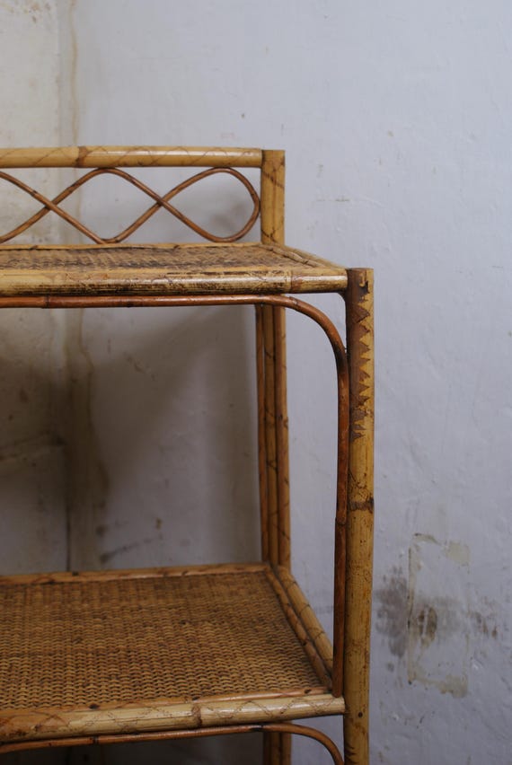 Vintage Mid Century 3 Tier Bamboo Shelving