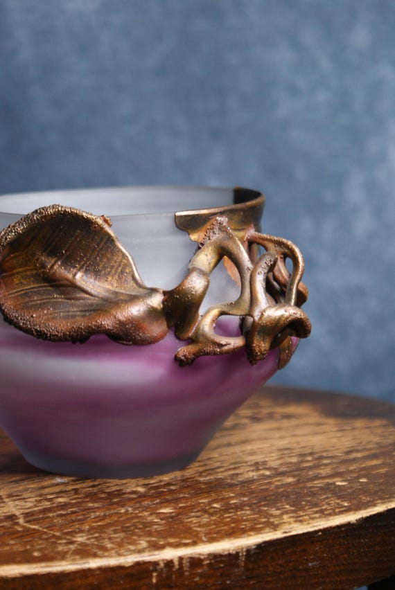 Filip Ravert Frosted Glass and Bronze Bowl