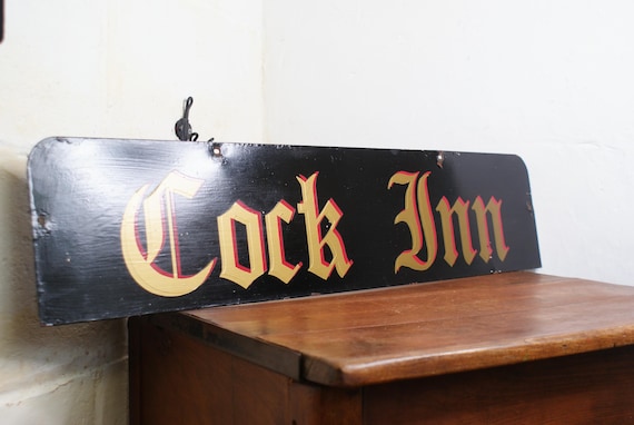 Original Enamel Pub Sign 'Cock Inn'