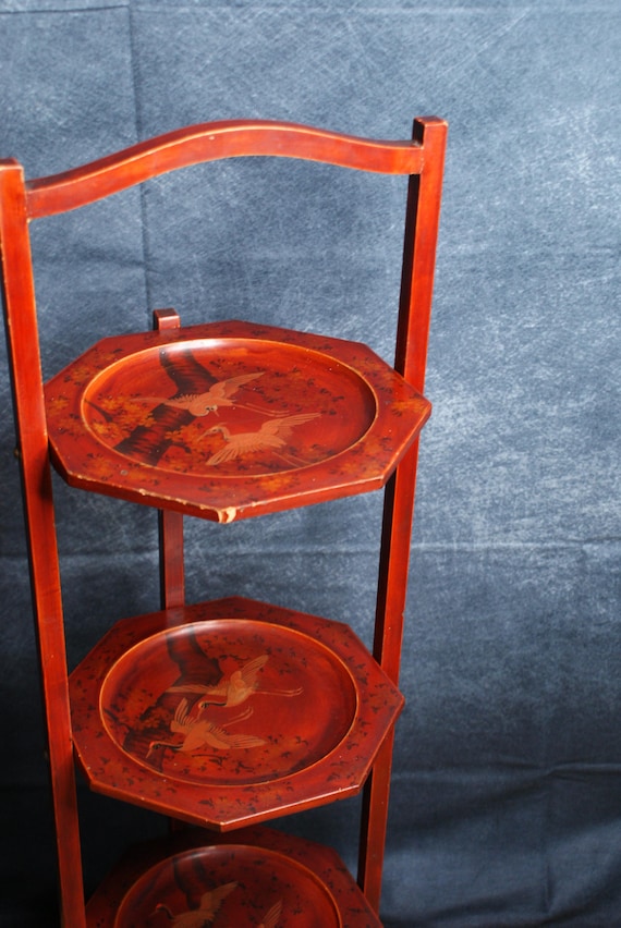 Edwardian Chinoiserie 3 Tier Folding Cake Stand