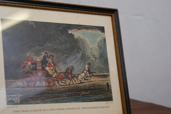 1960's Print of 'The Mail Coach In A Thunderstorm On Newmarket Heath' By James Pollard