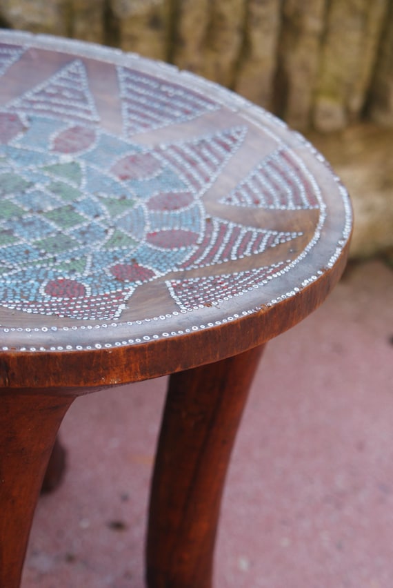 Early 20th Century Kenyan Beaded Kamba Stool