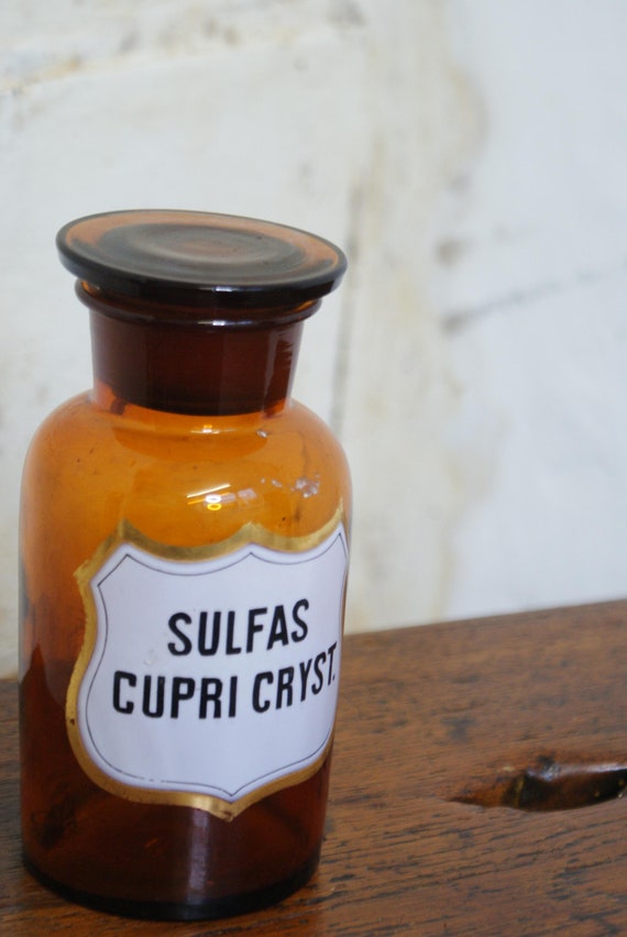 Mid Century Amber Apothecary Bottle